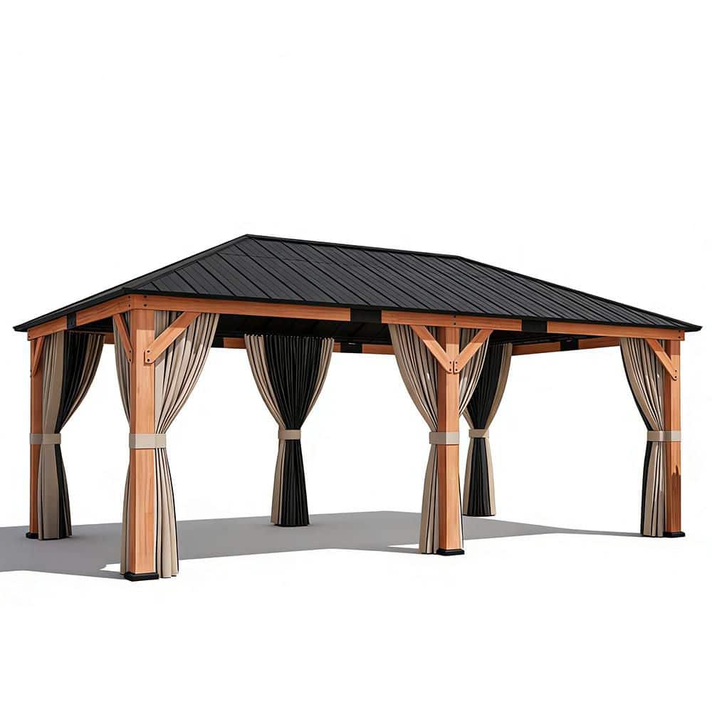 Ultra Series Wood Gazebo 12 ft. x 20 ft. Cedar Framed Wooden Gazebo with Galvanized Steel Roof, Netting and Curtains price history on PriceWatchPro