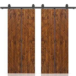 CALHOME 60 In. X 80 In. Half Louver Panel Solid Core Natural Wood ...