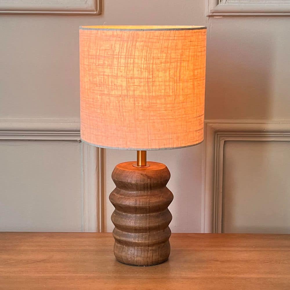 15 in. Natural Wood Japandi Modern Classic Table Lamp for Living Room with Beige Fabric Shade price history on PriceWatchPro