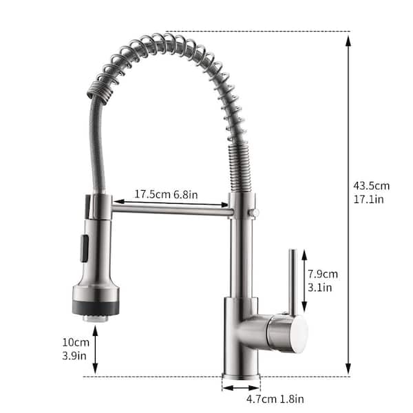 Single-Handle Pull-Down Sprayer Standard Kitchen Faucet in Sliver with LED