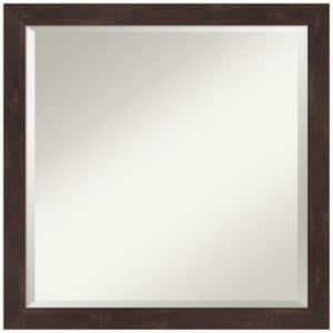 Fresco Dark Walnut 22.5 in. W x 22.5 in. H Wood Framed Beveled Wall Mirror in