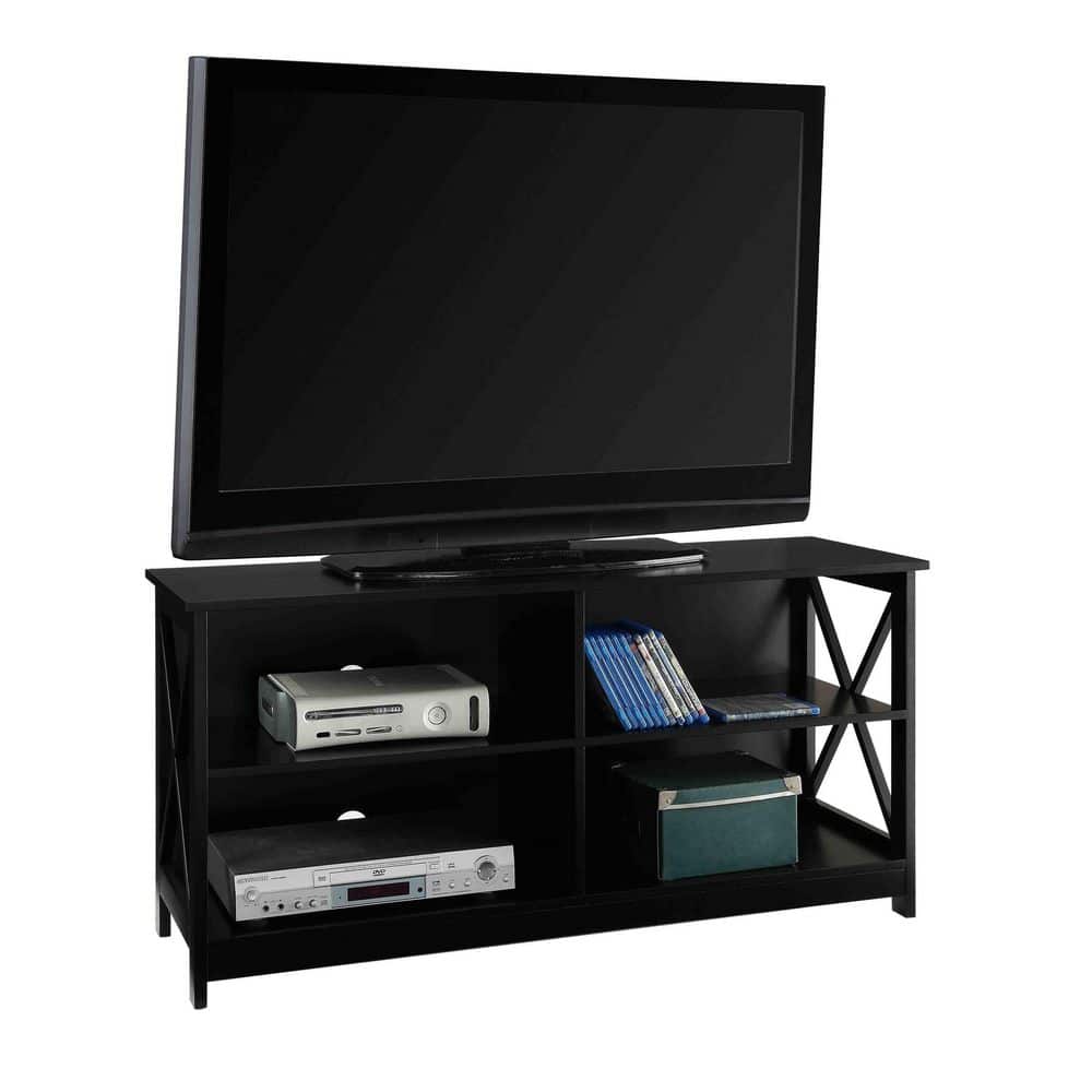 Oxford Black 48" MDF TV Stand with Shelves