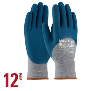 MaxiFlex Comfort Unisex Large Blue/Gray Nitrile Coated Nylon Multi-Purpose Glove with Cotton Liner (12-Pack)
