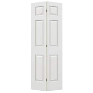 18 in. x 80 in. 6 Panel Colonist Primed Textured Molded Composite Hollow Core Closet Bi-Fold Door