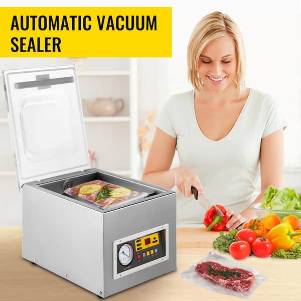 VEVOR Vacuum Sealer Machine 95Kpa 350W Food Vacuum Sealer with Seal Bag,External  Hose and Built-in Cutter,Silver SYJZKFKJTSSB4XCHRV1 - The Home Depot
