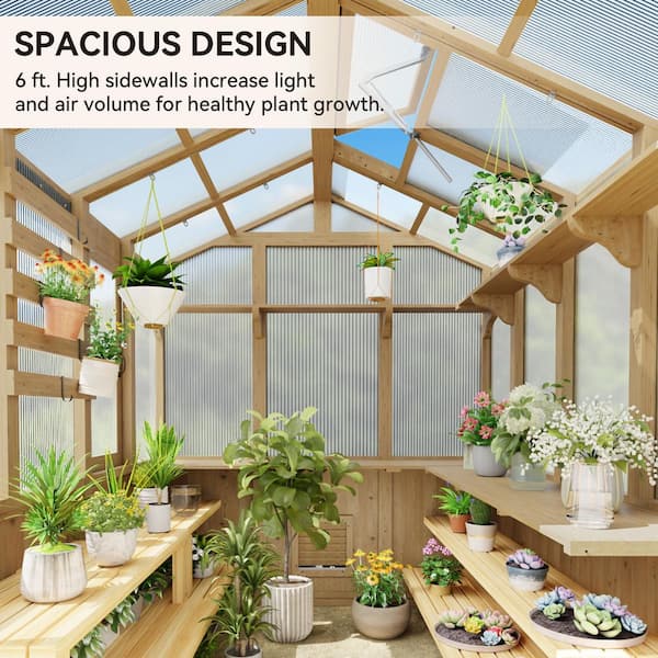 はざわ アクアリウムバブル高さ180cm/6層ストレート 2台セット Gardenbee 6.8 ft. x 7.8 ft. Wood Garden Greenhouse with Double