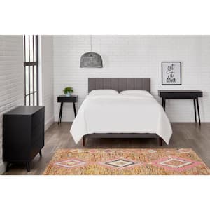 Warrenton Charcoal Gray Upholstered Queen Platform Bed with Channel Tufting (61.2 in W. X 43.3 in H.)