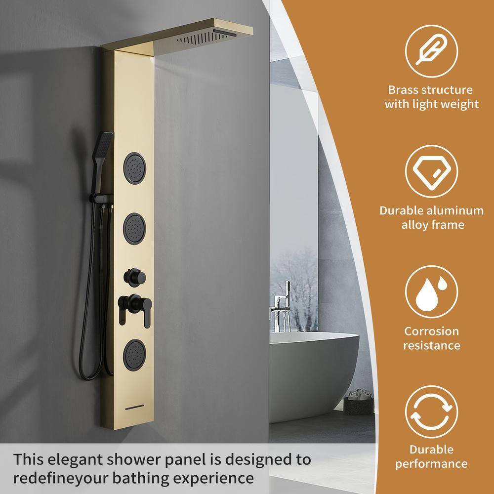 Black Gold Thermostatic Shower Panel with Body Jets