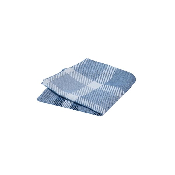Astella Pacifica 18 in. x 18 in. Tartan Midnight Square Outdoor Throw Pillow Cover