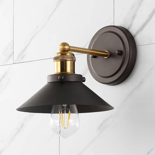 JONATHAN Y July 7.88 in. 1-Light Oil Rubbed Bronze/Brass Gold 