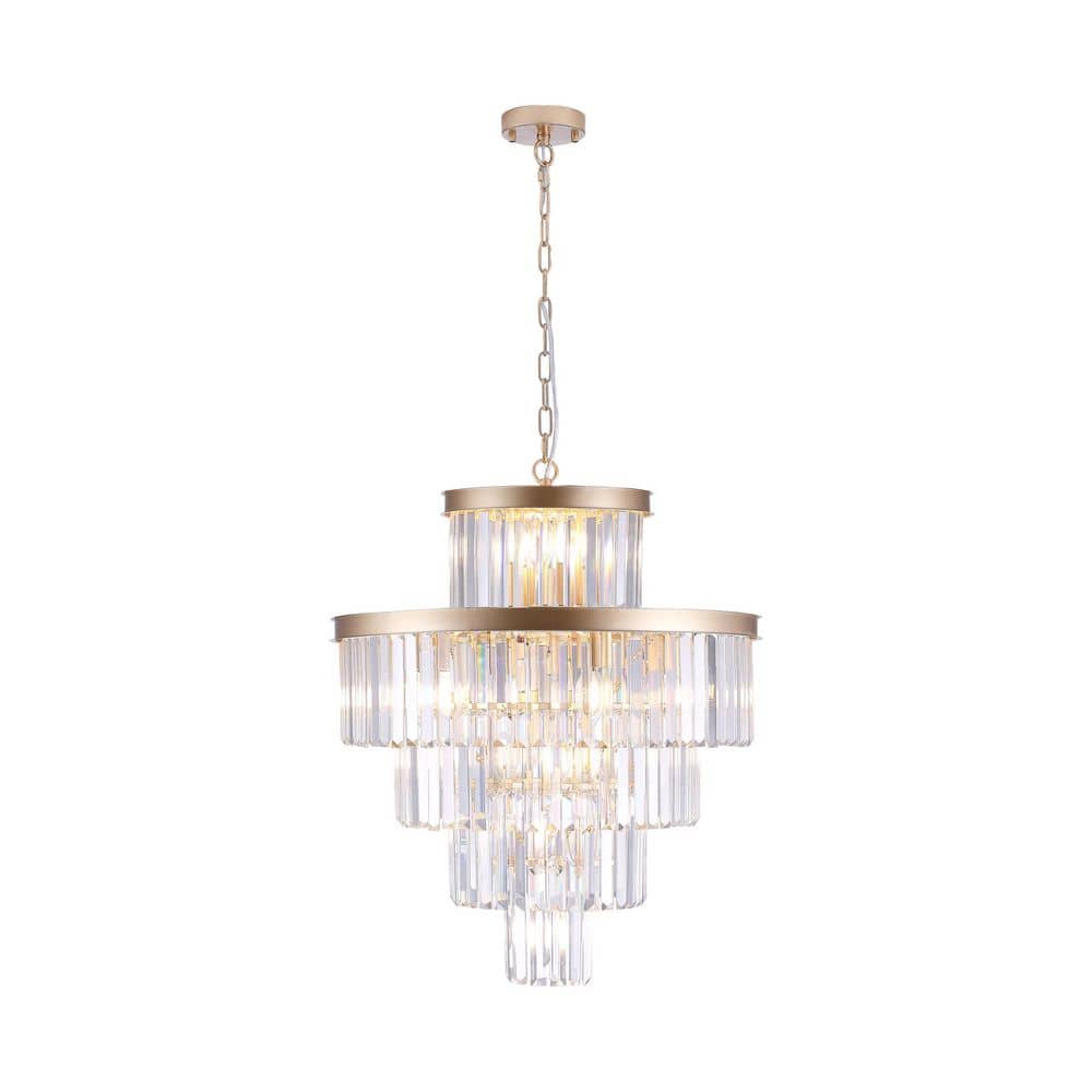 15 Light Gold Finish Crystal Chandelier for Living Room, Dining Room, bulbs no included price history on PriceWatchPro