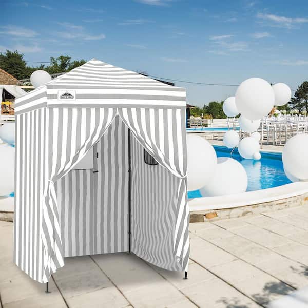 5 ft. x 5 ft. Pop Up Privacy Tent Foldable Outdoor Portable Dressing Changing Room Shelter, Gray/White
