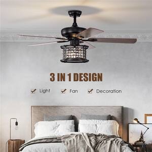 UL and ETL Certification 52 in. Indoor Black Ceiling Fan with Remote Control