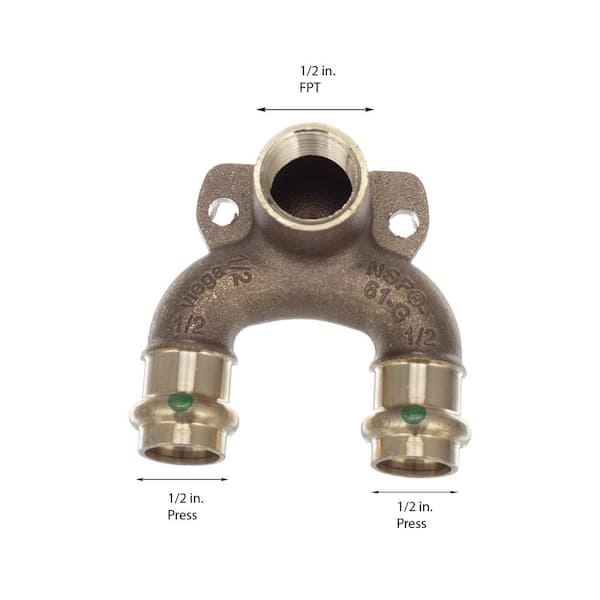 ProPress 1/2 in. Press x FPT Zero-Lead Bronze 180-Degree Double Drop Elbow