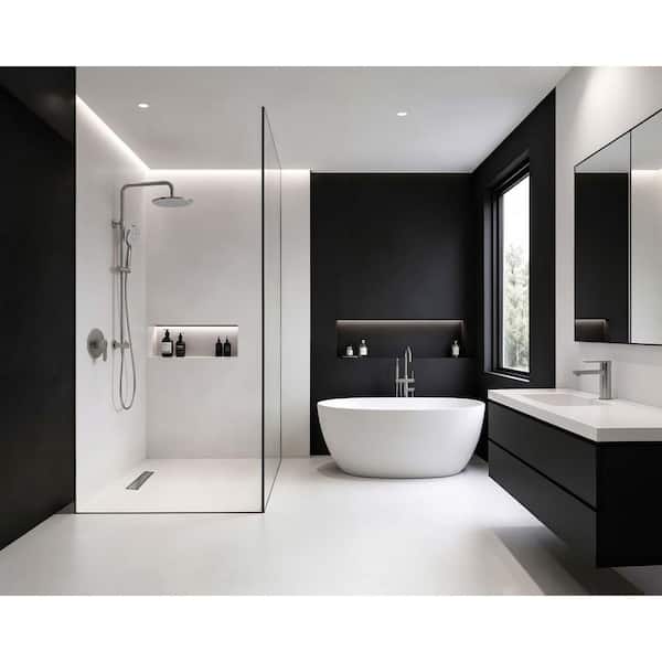 2-Spray 10 in. Wall Mount Dual Fixed and Handheld Shower Head 2.5 GPM with Adjustable Height in Brushed Nickel