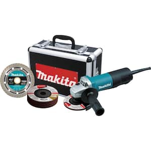 7.5 Amp Corded 4-1/2 in. Paddle Switch Grinder with Aluminum Case, Diamond Blade and Grinding Wheels