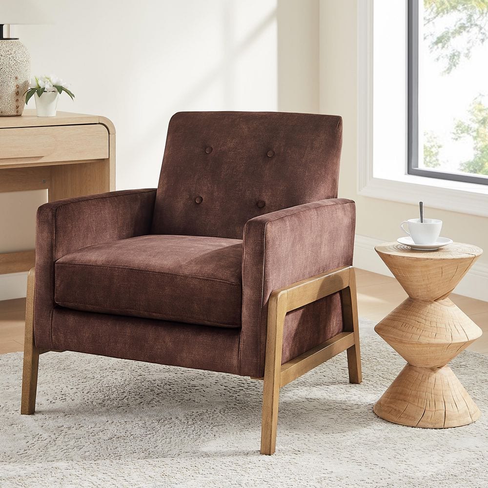 Macon Espresso Polyester Fabric Accent Chair with Tufted Back price history on PriceWatchPro