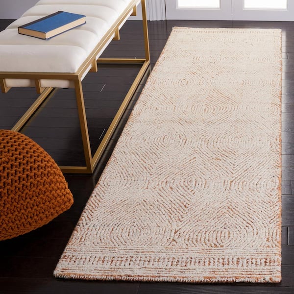 Abstract Ivory/Rust 2 ft. x 8 ft. Geometric Runner Rug