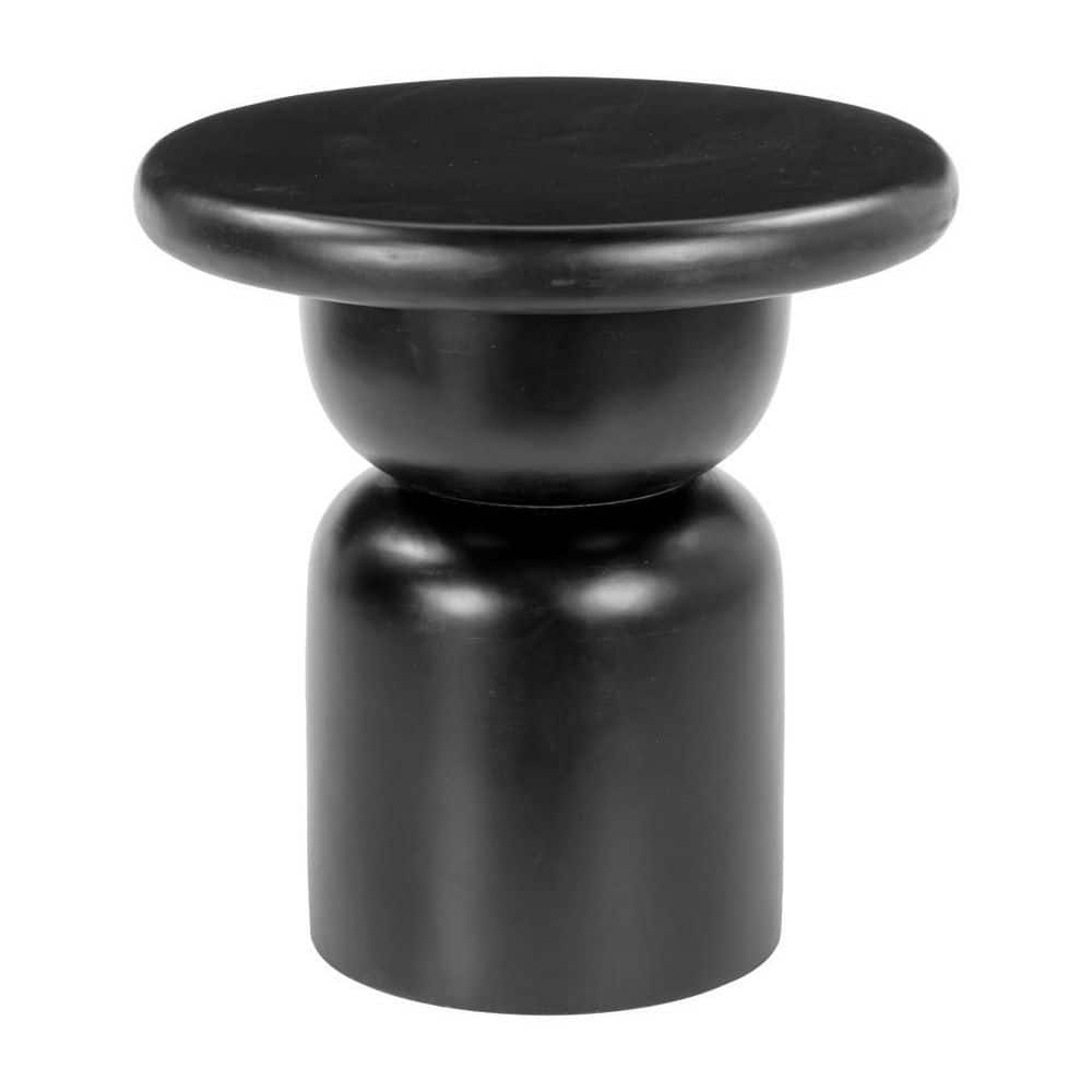 21.00 in. Black Round Solid Wood End Table