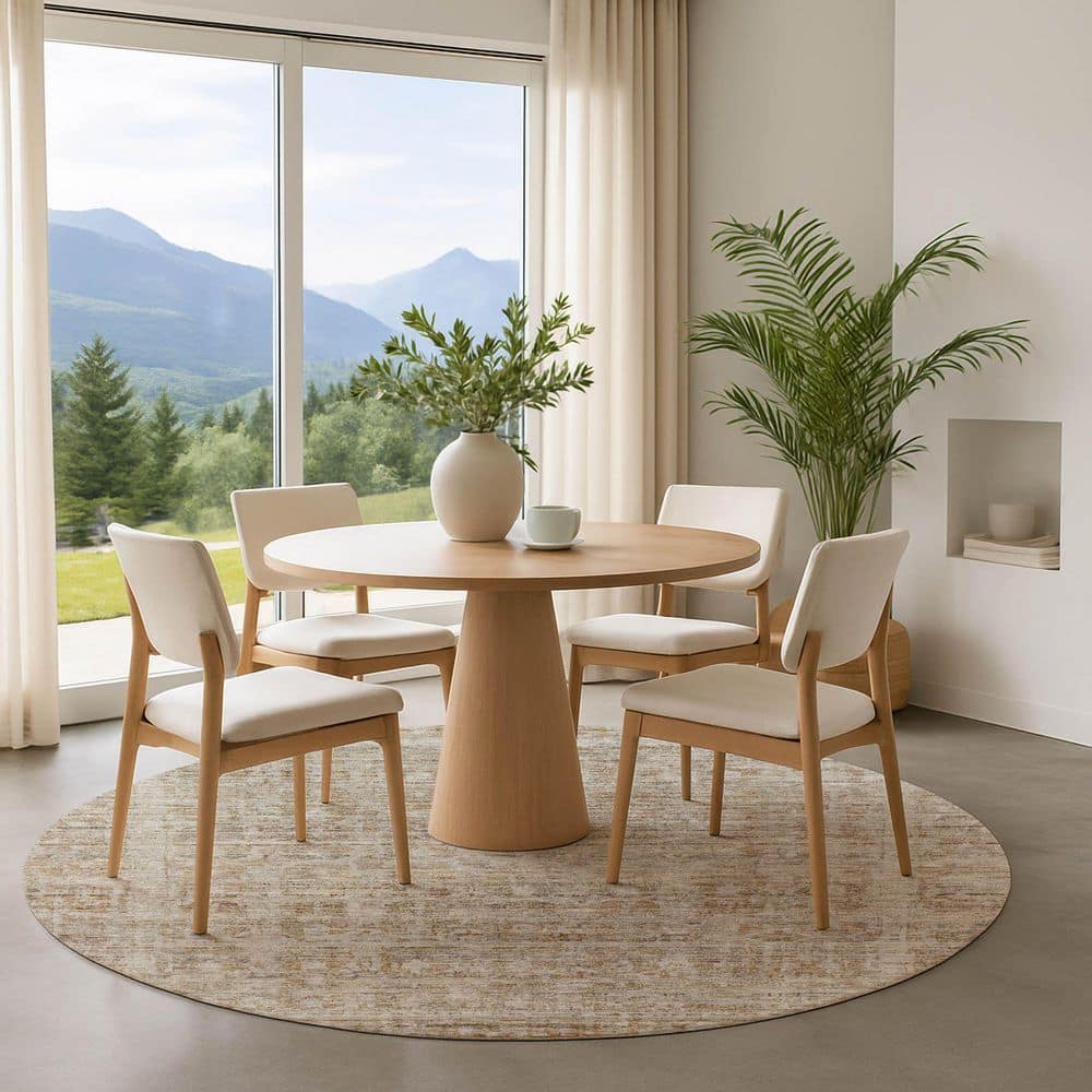 Mayfield Premium Machine Washable Abstract AMF1775 Taupe 8 ft. x 8 ft. Round Rug price history on PriceWatchPro