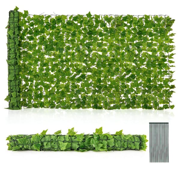 120 in. x 40 in. Light Green Artificial Ivy Grass Privacy Hedge Panel