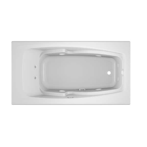 CETRA 60 in. x 32 in. Acrylic Rectangular Drop-In Right Drain Whirlpool Bathtub in White