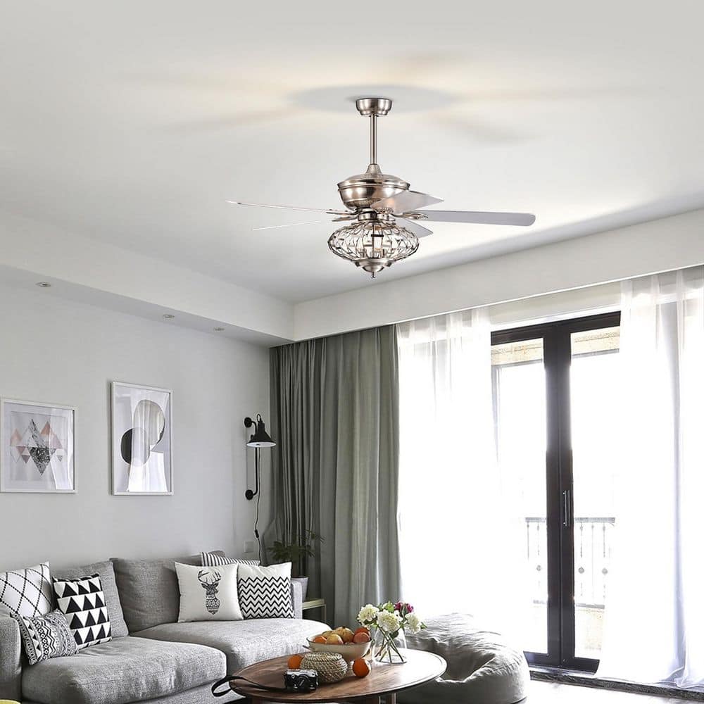 52 in. Sliver MDF Blades Downrod Mount Farmhouse Ceiling Fan with No Bulb Included Light Kit with Remote Included price history on PriceWatchPro