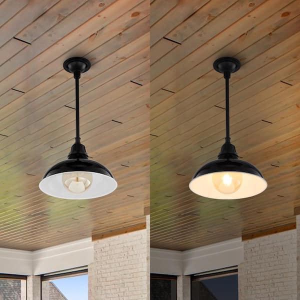 JONATHAN Y Jasper 12.25 in. 1-Light Black Farmhouse Industrial