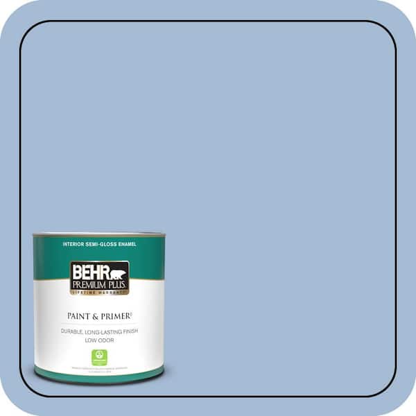 BEHR PREMIUM PLUS 1 qt. #M530-3 Perennial Blue Semi-Gloss Enamel Low Odor Interior Paint & Primer
