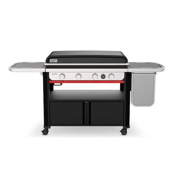 Slate Rust-Resistant Griddle 4-Burner Propane Gas 36 in. Flat Top Grill in Black with Flip-Up Side Table