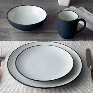 Colorwave Navy 10.5 in. (Blue) Stoneware Coupe Dinner Plates, (Set of 4)