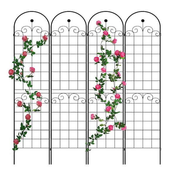BTMWAY 86.7 in. x 19.7 in. Metal Garden Arched Trellis for Climbing ...