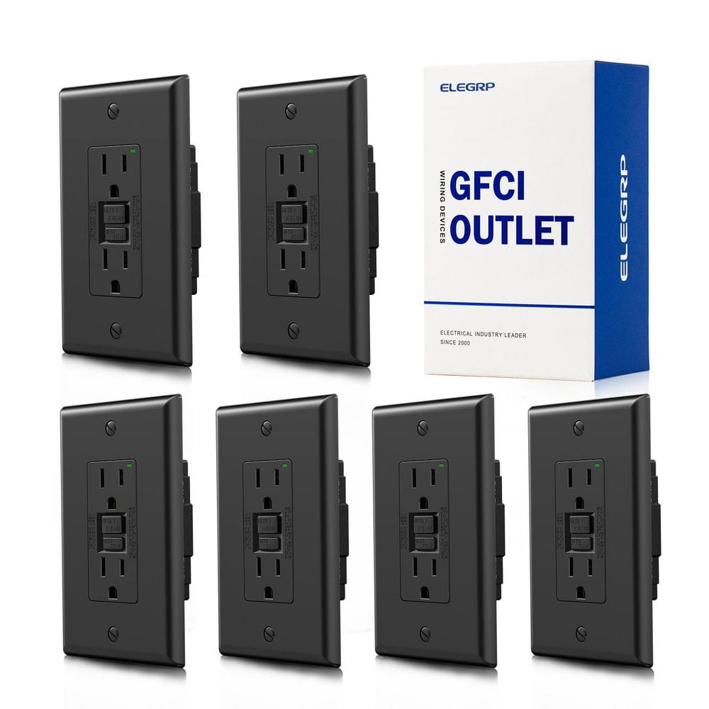 GFCI Outlet Self-Test, 15 Amp 125V NO Tamper Resistant Duplex wall outlet, with Glossy Wall Plate, UL Listed, Black 6PC price history on PriceWatchPro
