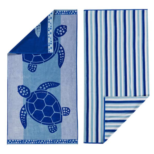 FRESHFOLDS Multi-Colored 100% Premium Cotton 2 Pack Beach Towel