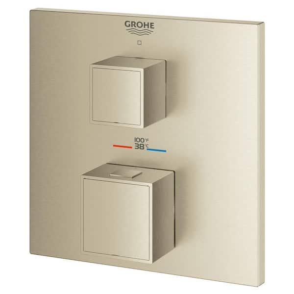 Woord Bully uitslag GROHE Grohtherm Cube Single Function 2-Handle Trim Kit in Brushed Nickel  (Valve Not Included) 24157EN0 - The Home Depot