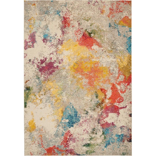 Nourison Celestial Ivory/Multicolor 7 ft. x 10 ft. Abstract Art Deco Area Rug