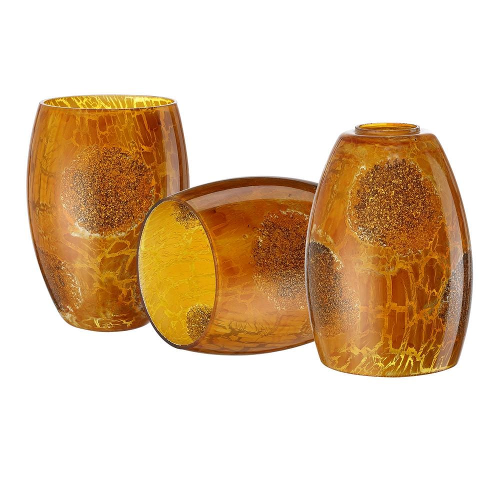ライト・ランタン CALMASTOR MMM SHADE FOR VICTOR Hukoro Ding 7 in. Yellow Stone Crackle Glass Drum Pendant