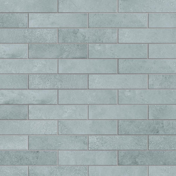 Merola Tile Aspdin Brick Grey 2-3/8 in. x 9-3/4 in. Porcelain Floor and Wall Take Home Tile Sample