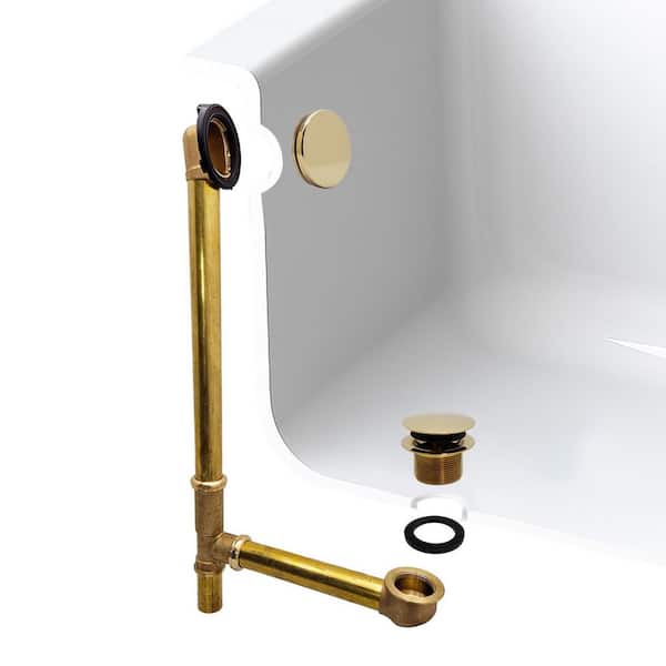22 in. Brass Bath Waste Drain Kit in Polished Brass