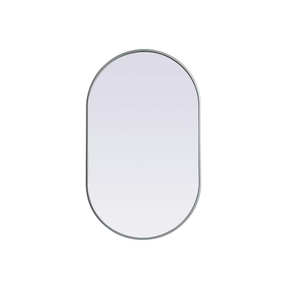 Simply Living 24 in. W x 40 in. H Oval Metal Framed Silver Mirror