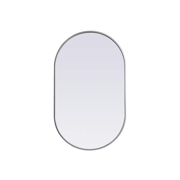 Unbranded Simply Living 24 in. W x 40 in. H Oval Metal Framed Silver Mirror