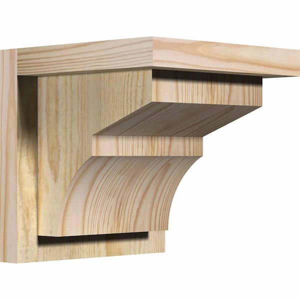 Ekena Millwork 8 in. x 8 in. x 8 in. Douglas Fir Monterey Rough Sawn Corbel with Backplate
