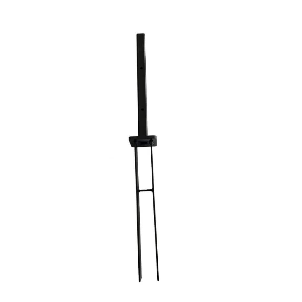 3 in. x 3 in. x 2-2/3 ft. Black Metal Pronged Post Holder for Dig-In Instal