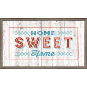 Vintage Home Sweet Home Sign Framed Giclee Typography Art Print 27 in. x 16 in.