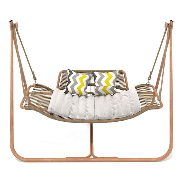ITOPFOX 5 ft. Free Standing Hammock Swing Chair with Stand, Cushion ...