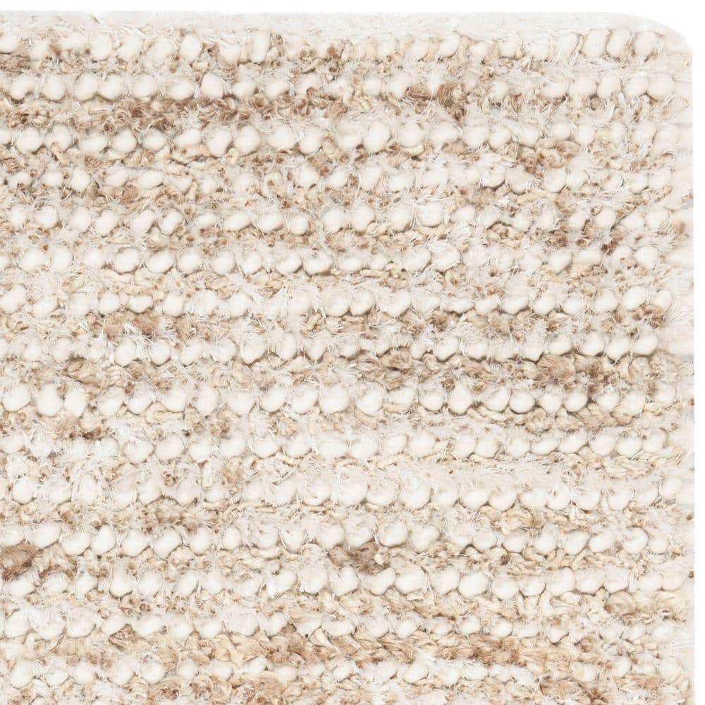 Luxe Hand-Tufted Shag Wool Blend 4' x 6' White Rectangular Rug