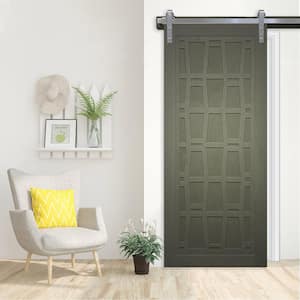 30 in. x 84 in. Whatever Daddy-O Gauntlet Wood Sliding Barn Door with Hardware Kit in Stainless Steel