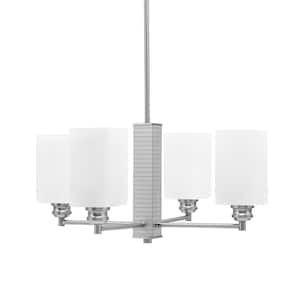 Albany 20.25 in. 4 Light Brushed Nickel Chandelier with Square White Marble Glass Shades