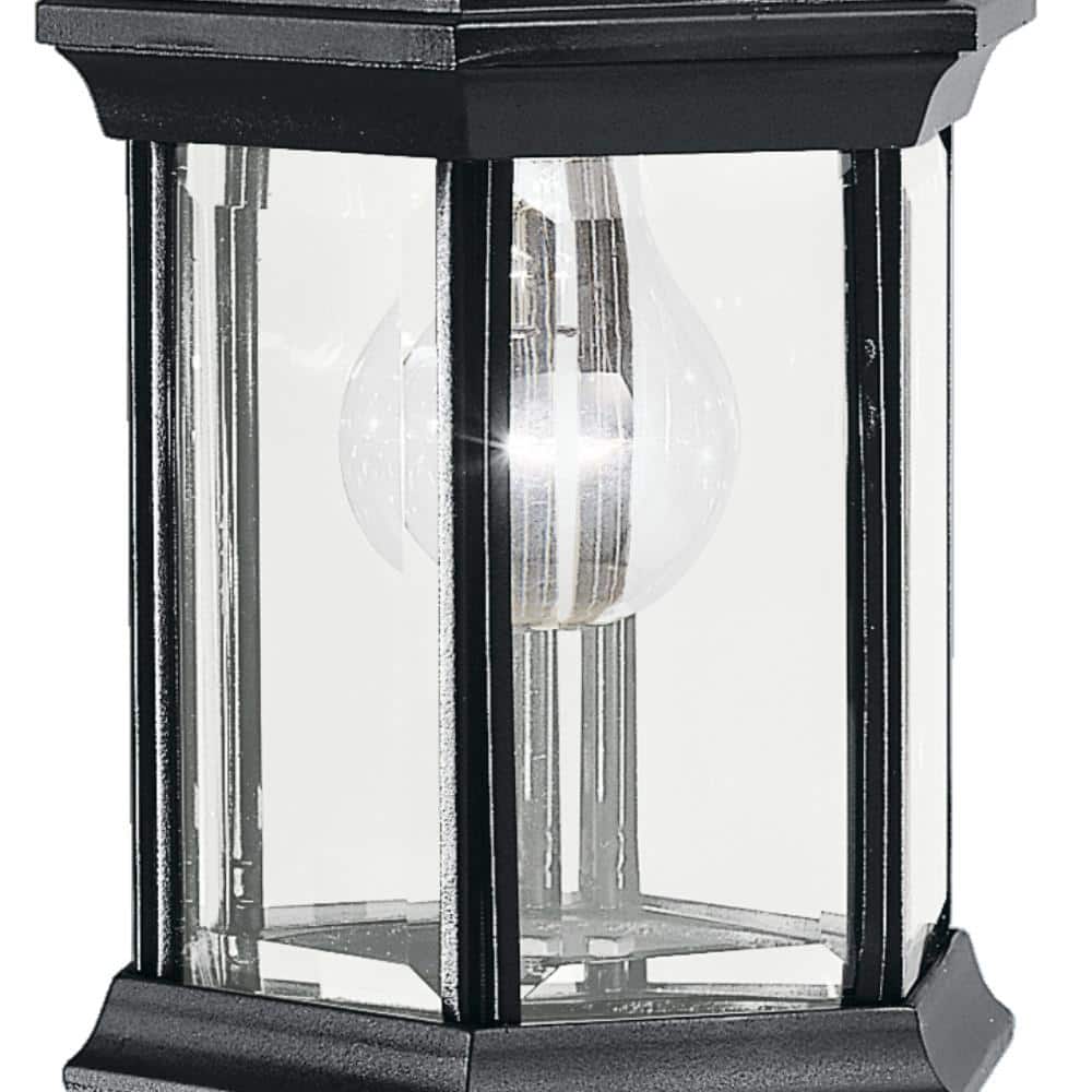 Black Traditional Lantern Style Wall Sconce with Clear Glass