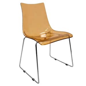 Lima Mid-Century Modern Acrylic Lightweight Kitchen and Dining Side Chair In Amber